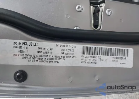 2016 Chrysler 300 Limited z USA, uszkodzony, nr VIN 2C3CCAAG4GH219513